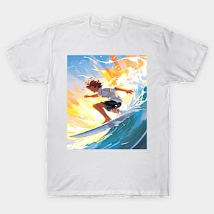 Abstract Wave Splash, Surfing Sports Graphic Design T-Shirt